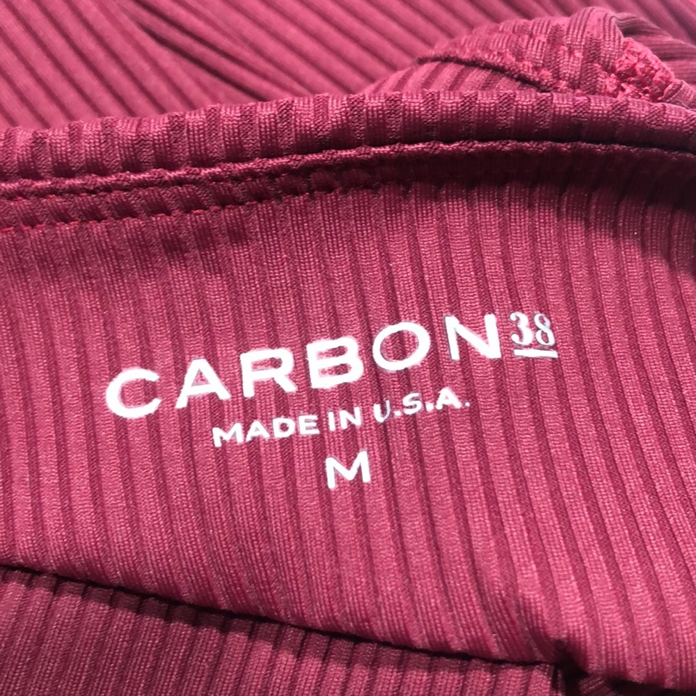 Carbon 38 Ruby Red Ribbed Regular Rise Leggings M - image 8